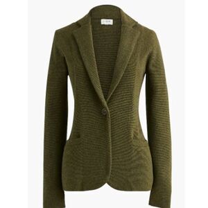 J Crew Women's Blazer Petite Schoolboy 100% Cotton Ofiice Business Olive Coat